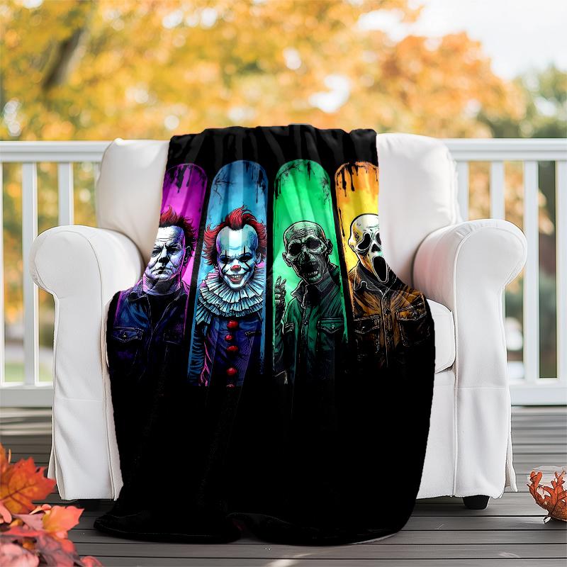 Halloween horror Theme Printed Blanket - Perfect for Couch, Bed, Travel & Outdoor Use | Machine Washable, Cozy & Durable.