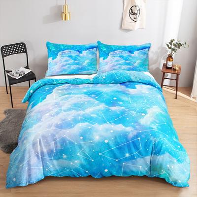 Rainbow Halo Dyeing Gradient Colour Clouds Constellation Duvet Cover Bedding Set Comforter Linen Single Double King Queen