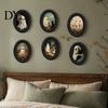 Oval Wood Picture Frame Halloween Gothic Wooden Hanging Plaque, Vintage Black Cat Ghost Wall Sweet Cool Sign Sign, Retro Waterproof Decorative Art for