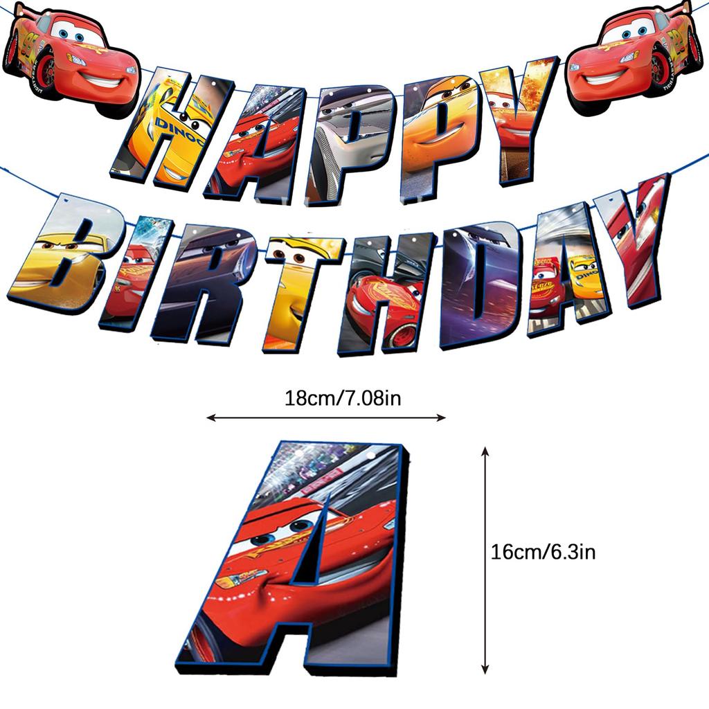 Birthday Cars Birthday or Birthday Party Supplies HAPPY BIRTHDAY Red Car Cartoon Character Balloons Decorations, Balloons, Girl's Boy's Decorations,