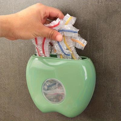 1 peça Porta Sacos de Plástico, Forma de Maçã Caixa de Armazenamento para Coberturas Descartáveis de Alimentos, Organizador de Sacos Elásticos para Conservação de Alimentos com Envoltório de Plástico Montado na Parede