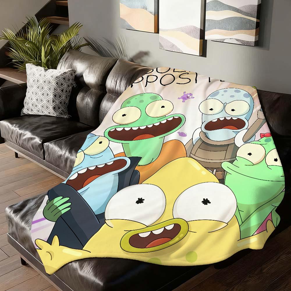 Couverture Solaire Opposés de Dessin Animé Douce et Agréable pour la Peau pour Canapé Lit Sieste Couvre-lit Couette Toutes Saisons