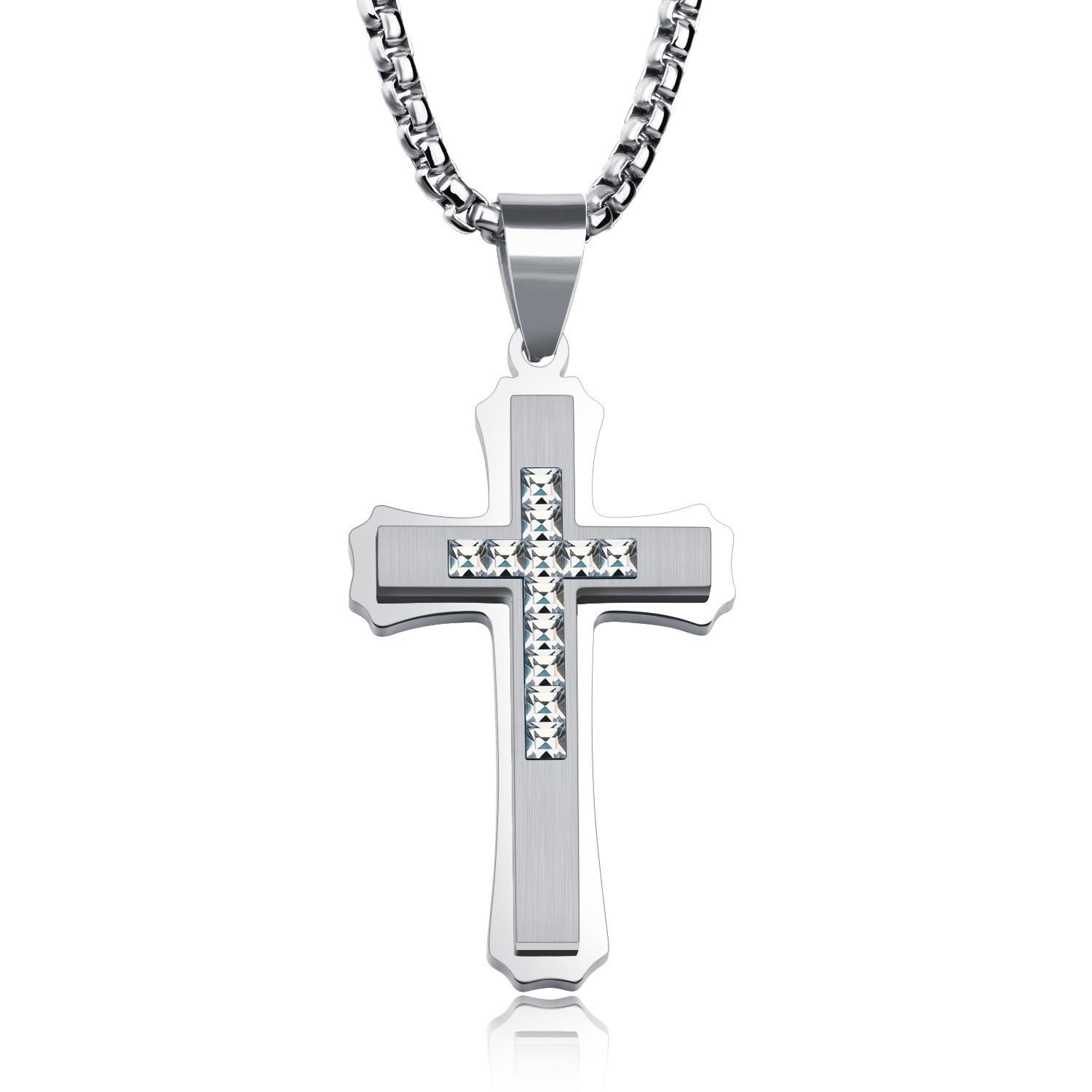 Vintage Necklace Men s Stainless Steel Personalized Fashion Cross Pendant Trendy Versatile Titanium Jewelry