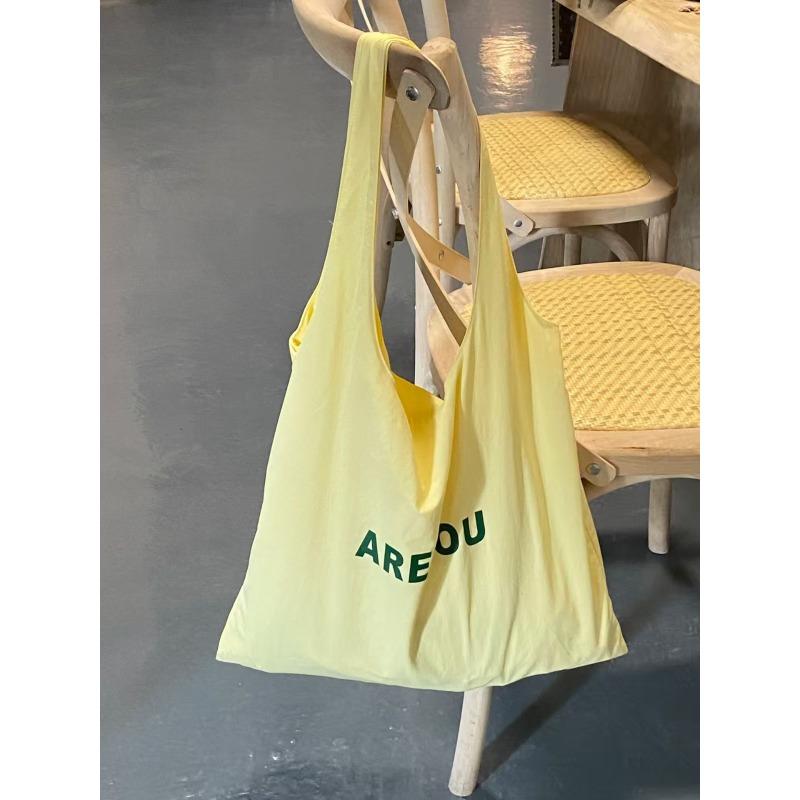 

Летняя сумка через плечо Macaron Colored, женская тонкая легкая сумка-тоут, холщовая сумка, сумка для покупок жёлтый