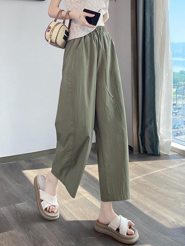 Women's Ice Silk Quick-Dry Sports and Casual Pants - Summer Thin, Petite & Narrow 8-Point To 9-Point Wide-Leg Styles