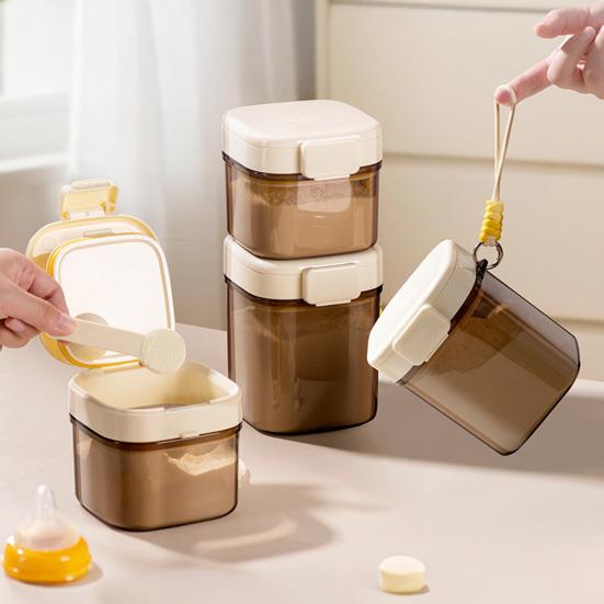 Lata de Leite em Pó com Separador de Colher Design de Vedação Tripla à Prova de Umidade e Luz Tanque Portátil com Alça Recipiente de Armazenamento 400ml 800ml