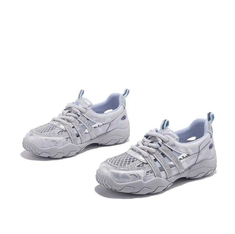 

Soft leather version~ Hollow rhinestone German training shoes, new breathable mesh soft sole outdoor sports women s shoes in summer 2025 34
