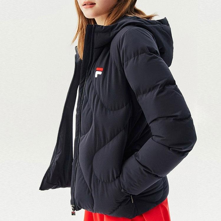 FILA Solid Color Casual Sports Hooded Long Sleeve Down Jacket Women outerwear Legendary-Blue F51W348919B-NV