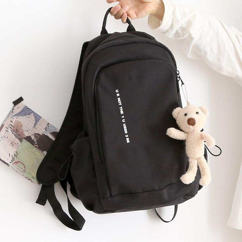 Schoolbag Customized Large Capacity School Bag Women's Lightweight Solid Color Fashion Versatile Junior High School Student Travel Backpack Men