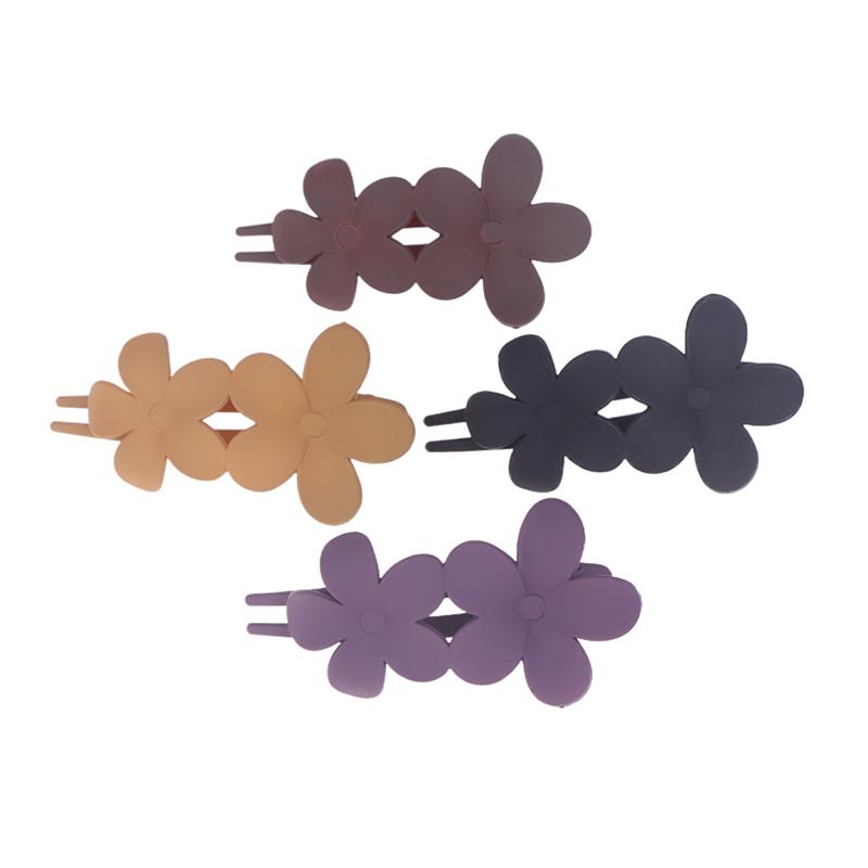 4Pcs Flower Hair Clips  Matte Black Floral Hairpins Hair Claw Clips Non-Slip Hair Clamps Grab Elegant Hair Accessories