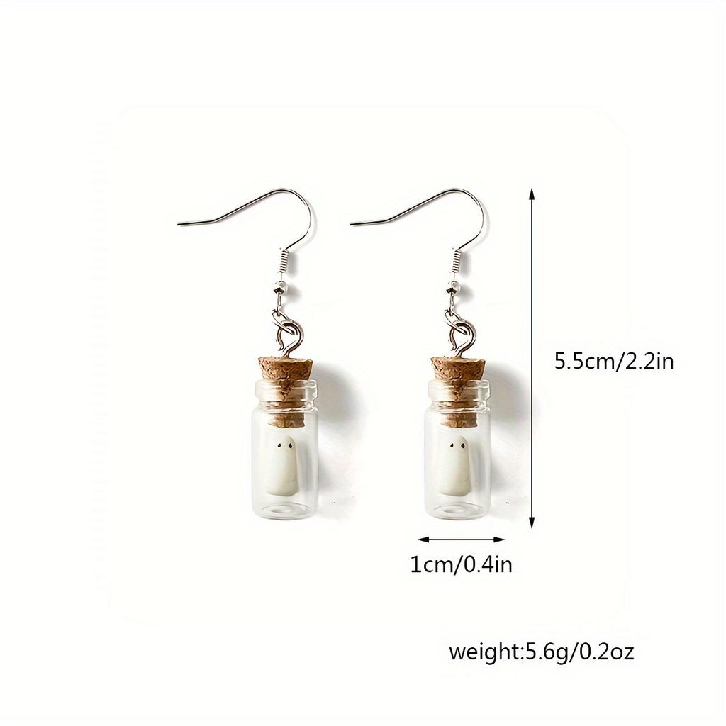 1 Pair Halloween Glowing Ghost In The Drift Bottle  Earrings Gothic Charm Cartoon Style Glows In The Dark
