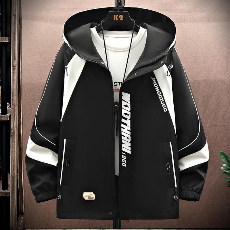 Spring and Autumn Holiday Two-piece Jacket Men's Hooded Hong Kong Style Jacket Men's Youth Korean Style Trendy Student Thickened Jacket
