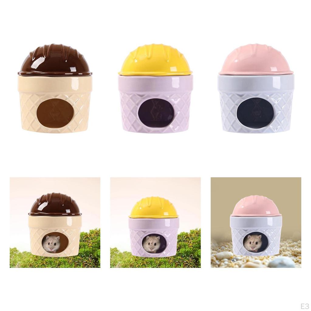 Ceramic Hamster Nest Habitats, Indoor Summer Decorative Hut House Pet Hideout for Dwarf