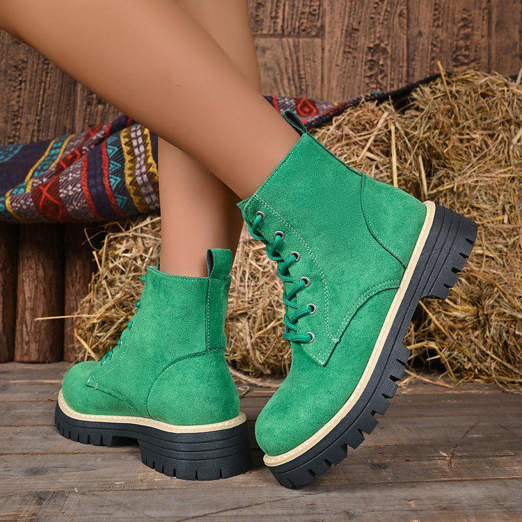 2026 Women's Autumn/Winter Lace-Up Suede Martin Boots - Thick-Soled, Chunky Heel, Comfortable & Versatile Short Boots.