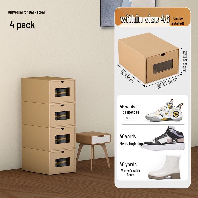 Schuhregal: Platzsparende transparente Kraftpapier-Aufbewahrungsboxen