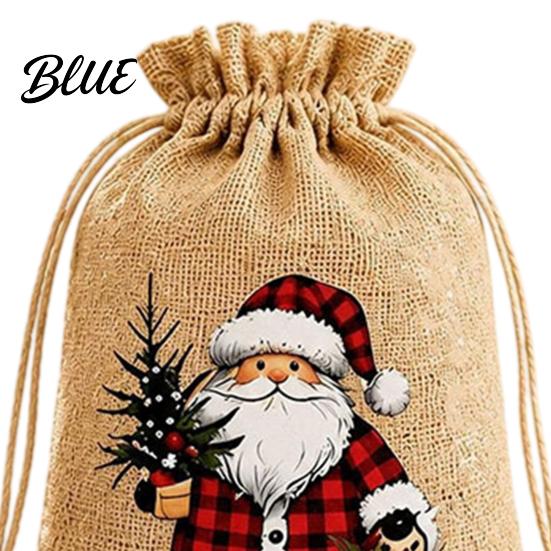 Christmas Party Favor Bags Jute Burlap Gift Bags, Drawstring Treat Candy Reusable Fabric Pouches Bag, Linen Packaging Pouch for Holiday Favors