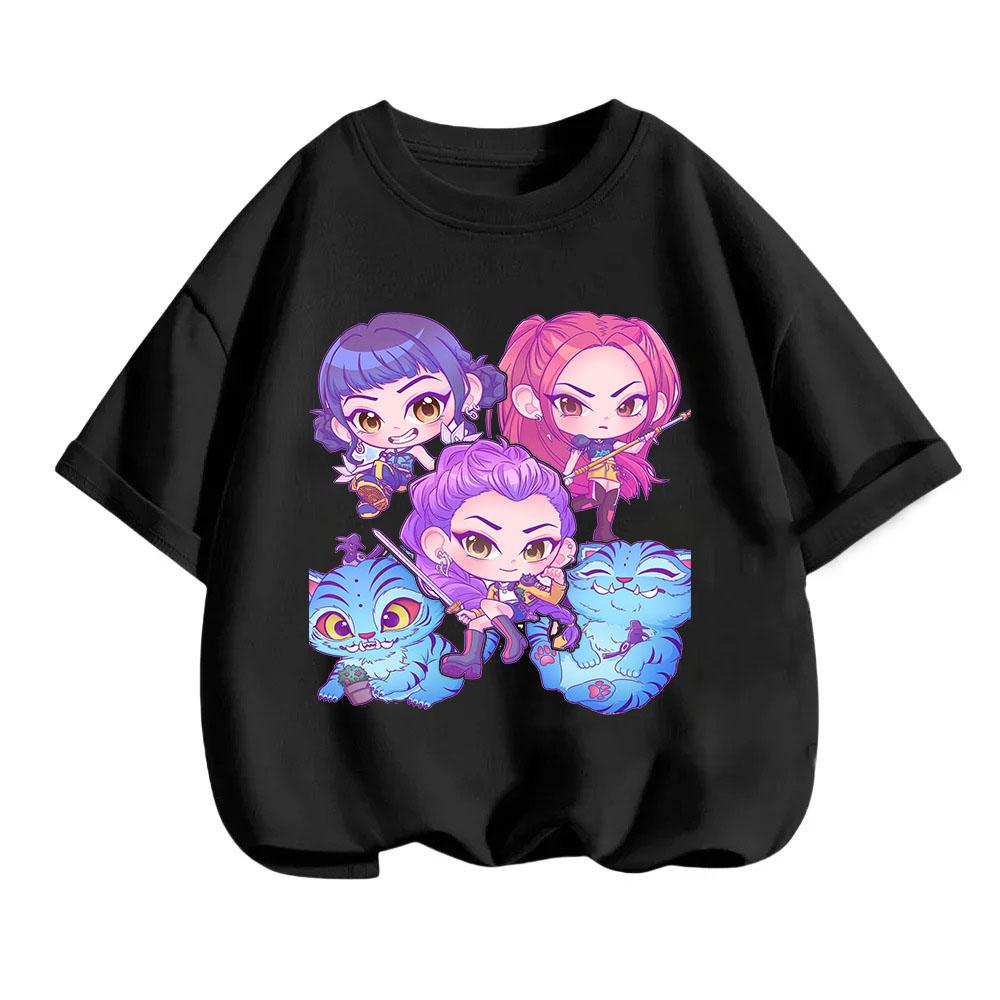 Kpop Lovci démonů Dětské oblečení Tričko s krátkým rukávem Roztomilé Kpop Lovci démonů Tygří Harajuku Tričko pro kluky a holky