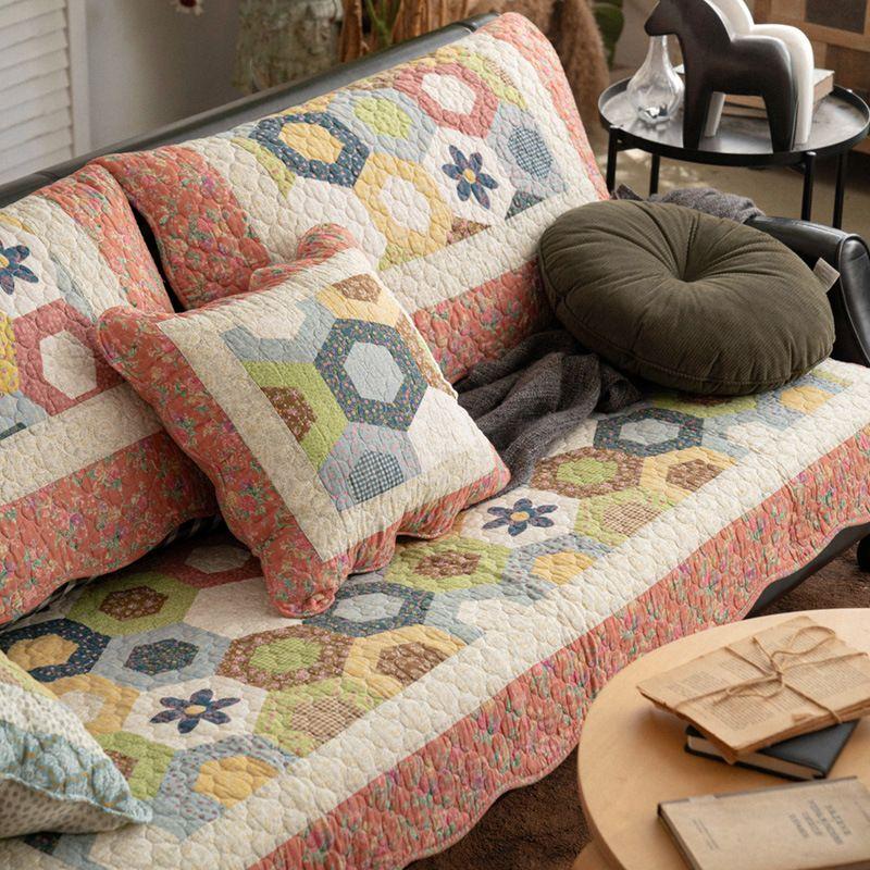 

Sofa Cushion Fabric Cotton Non Slip Sofa Cushion Pastoral Flowers Pure Cotton All Year Round Neutral Minimalist Sofa Towel Slipcover Kaleidoscope Red 45*45cm pillow case