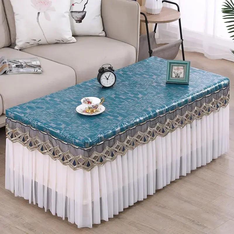 Leather Oil Resistant Waterproof Tea Table Cloth Corner Coffee Table Cover Dustproof Tablecloth Cover Wedding Party Decoration