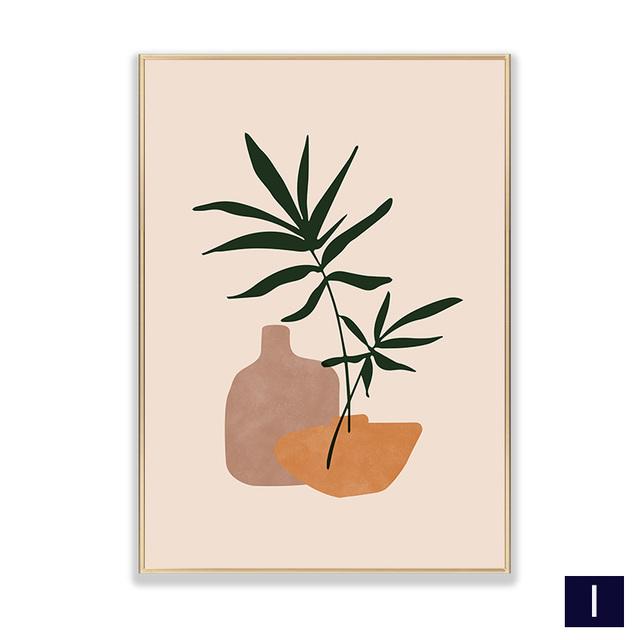 Abstrakte Orange Grüne Pflanze Obst Blatt Nordic Poster Und Drucke Wand Kunst Leinwand Malerei Wand Bilder Für Wohnzimmer Dekor