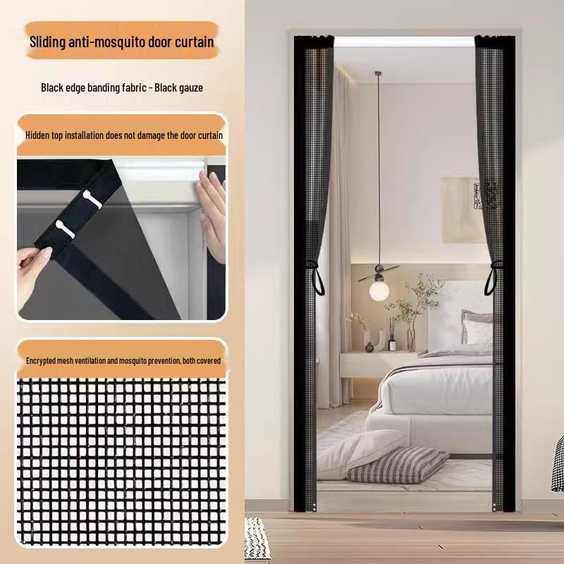 Premium Magnetic Anti-Mosquito Sliding Door Curtain with No-Drill Diamond Mesh for Home Use