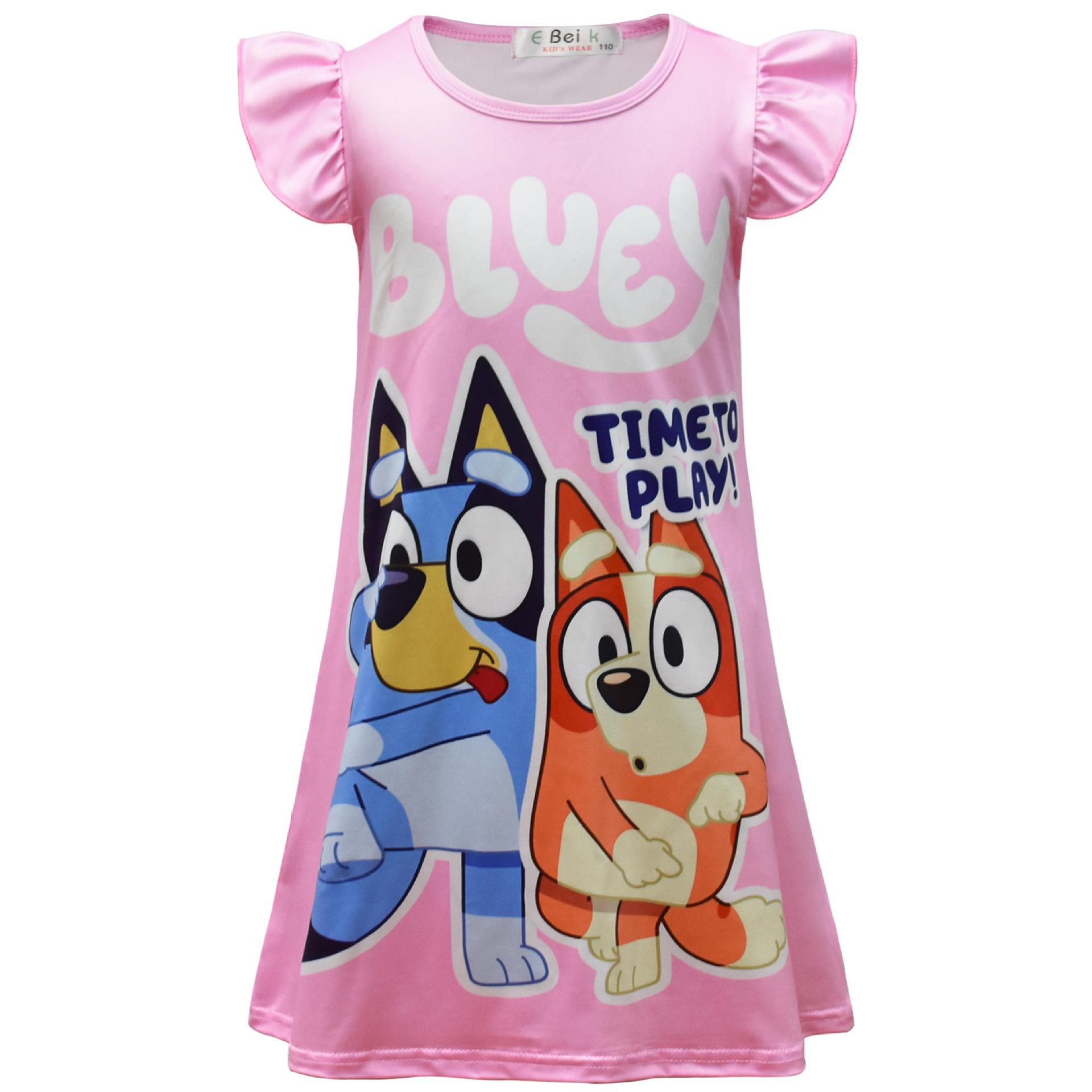 

Cartoon Digital Printing Girls Skirt, Children S Short-Sleeved Loungewear Milk Silk Pajamas Skirt 0256 100 розовый
