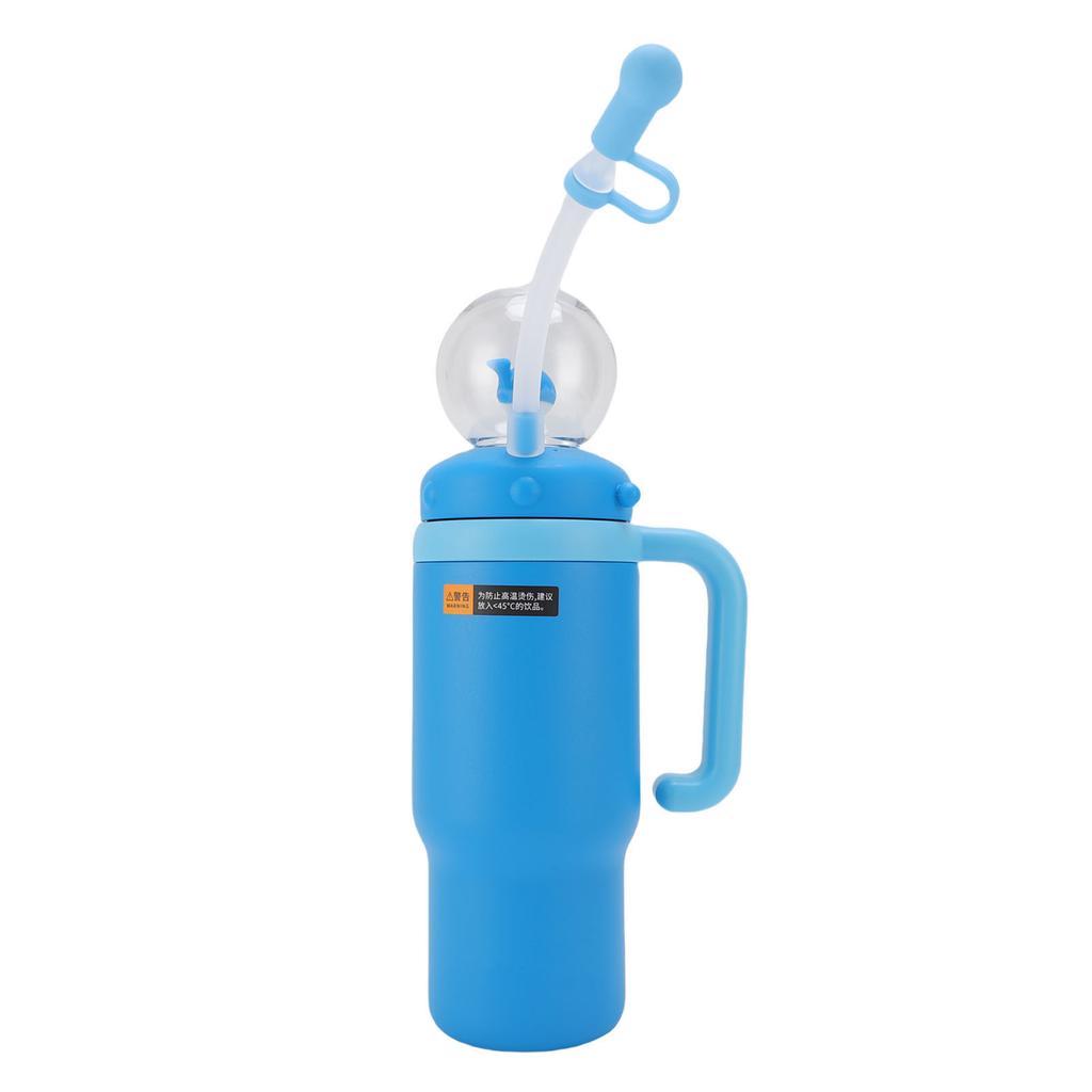 Whale Fountain Water Bottle 710ML Stainless Steel Keep Cold Insulated Drinking Cup with Handle Straw for Outdoor Travel