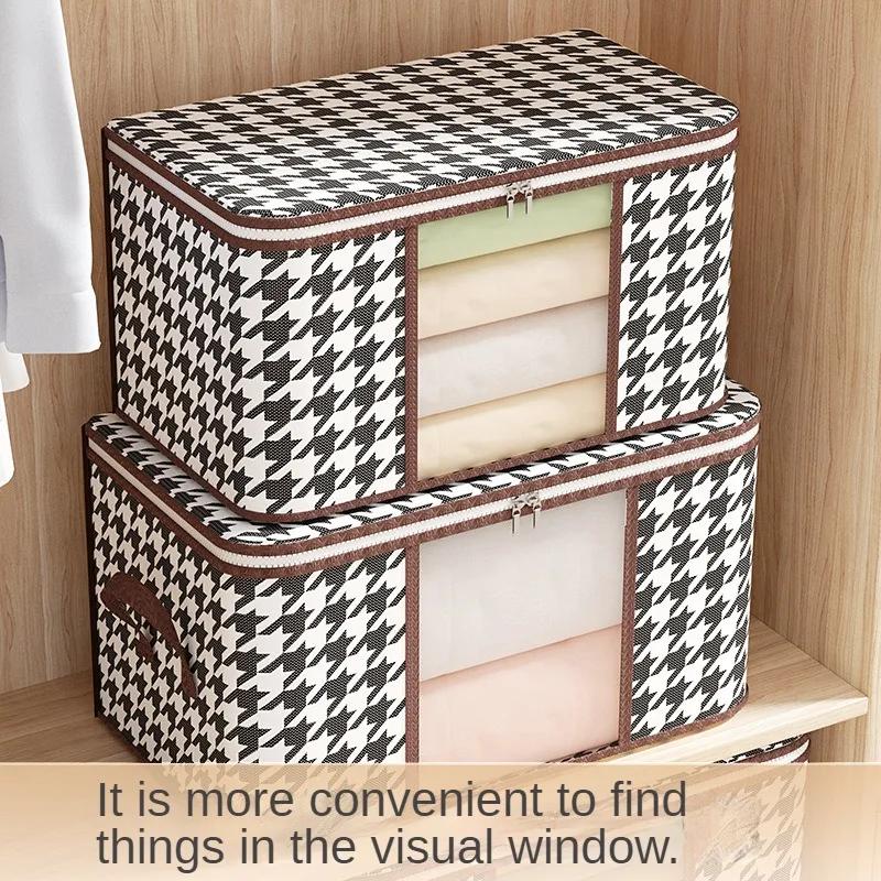 1/2pcs Large Capacity Clothes Quilt Storage Bag Non-woven Fabric Closet Organizer Dust-proof Moisture-proof Packaging 50/75L