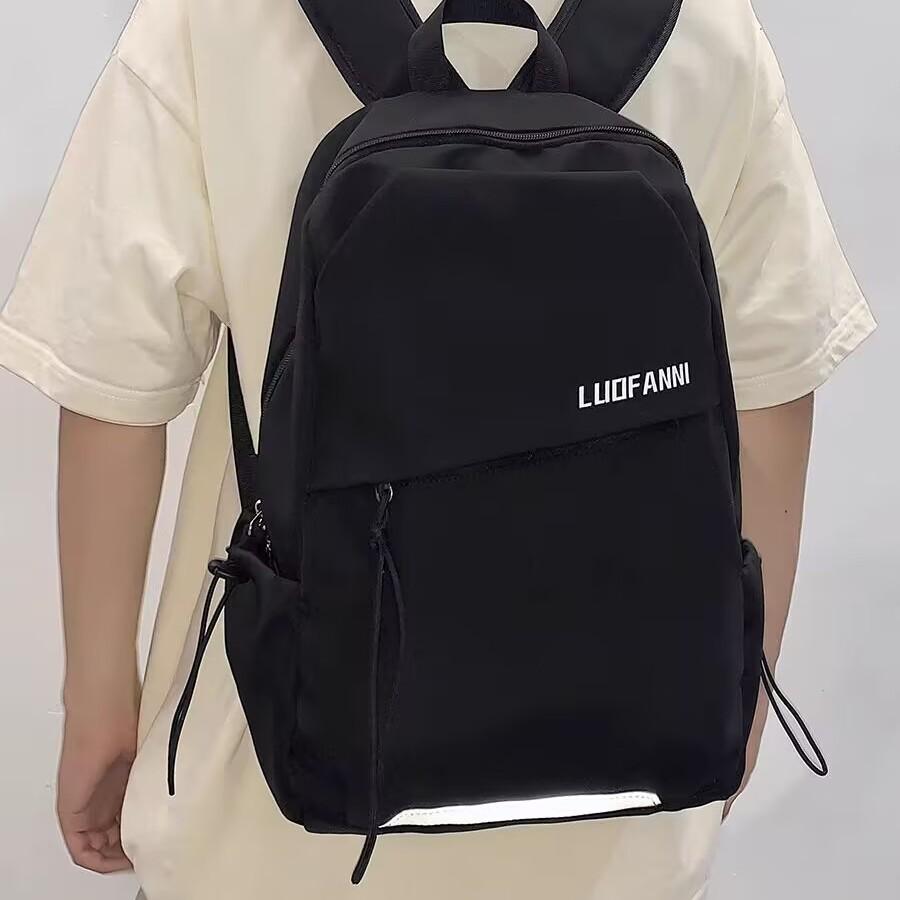 Schoolbag schoolbag female college student ins trendy brand backpack men's sense lightweight travel backpack simple solid color printing