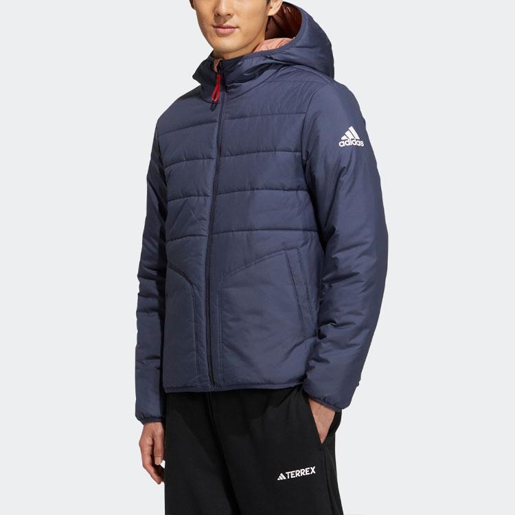 Adidas Letter Logo Printed Reversible Hooded Sports Cotton Jacket Men Jacket Rock-Layer-Brown HY7220