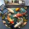 Koi Fish Round Area Rug,Carpet Rug for Living Room Bedroom Sofa Playroom Decor,Non-slip Floor Mat