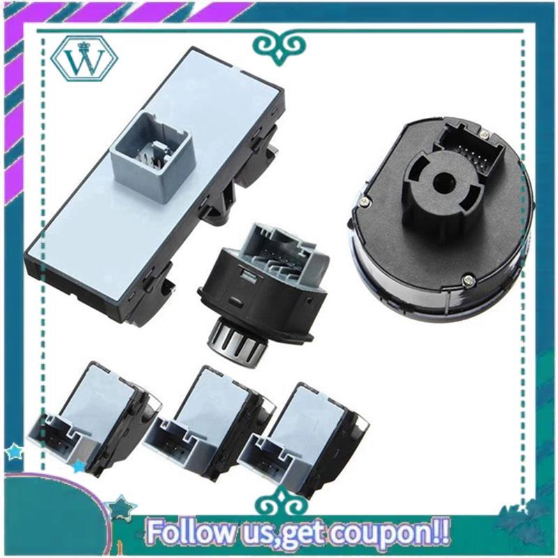 AA92-6Pcs Window Mirror Headlight Switch Set 5ND941431B For VW Golf MK5 6 Jetta MK5 Passat B6 Tiguan