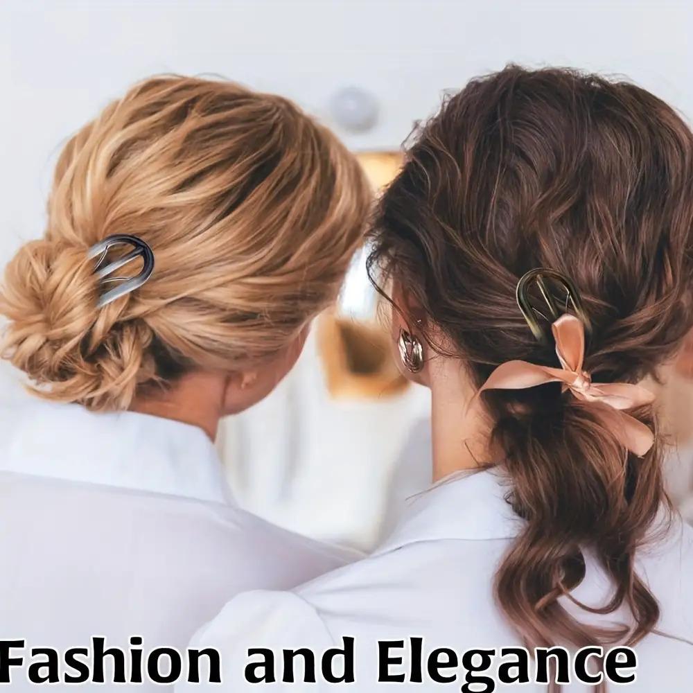 3pcs Random Multi-color Gradient U-shaped Hairpin Simple Coiled Hairpin Daily Styling Antique Style Exquisite Niche Headwear