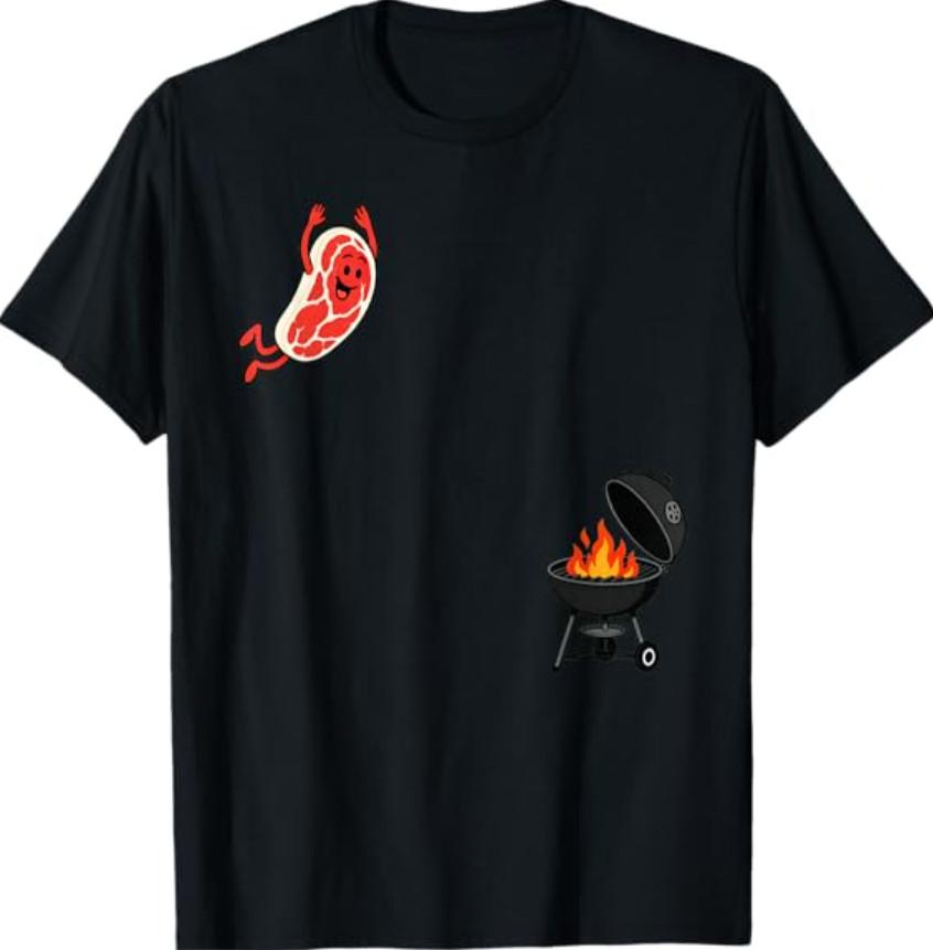 Steak Dive Funny Flying Steak BBQ Grilling Cartoon Humor Art T-Shirt S разноцветный