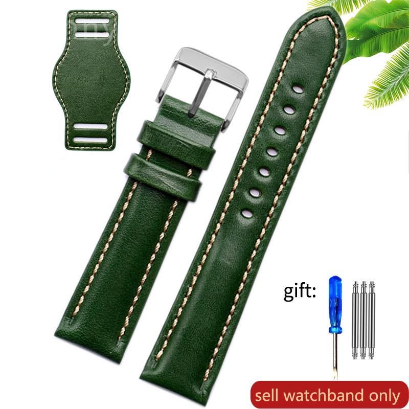 Genuine Leather watch strap for Rolex Green Submariner Omega  timex Vintage plus Tray Men Watch Band 20 22mm