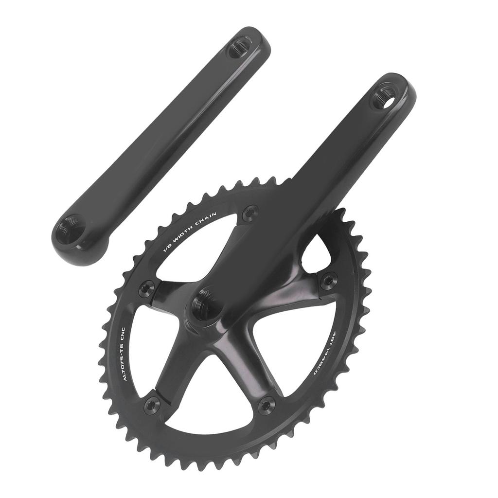 Bicycle Crankset 48T Black Square Taper Aluminum Alloy Bicycle Crankset for Mountain Road Bike Fixed Gear Bicycle