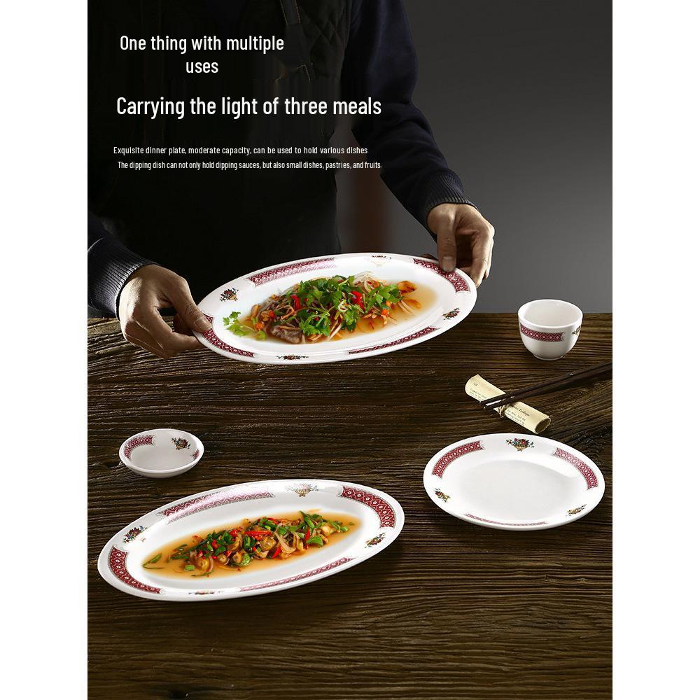 Retro Keramik-Geschirrset im Hongkong-Stil: Teller, Schüsseln und Geschirr für den Haus- und Restaurantgebrauch.