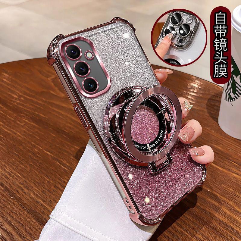 Wstrząsoodporne Brokatowe Platerowane Magnetyczne Etui z Uchwytem Dla Samsung Galaxy A05 A05S A04 A04E A03S A02S A03 A02 A51 A71 A21S A31 Cover