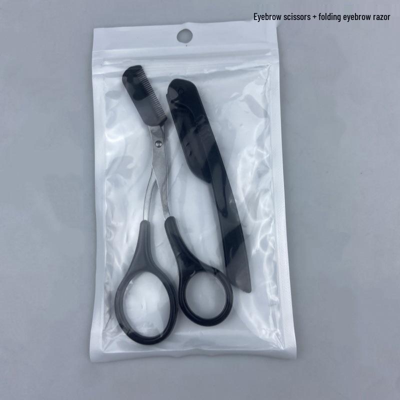 3-Piece Eyebrow Trimming Set with Scissors, Comb, and Small Trimmer