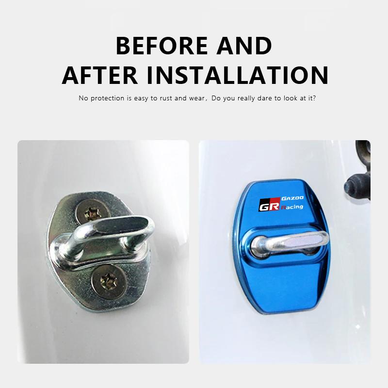 For Toyota 4Pcs Car Door Lock Covers Auto Decorative Accessories Supra Aygo Prado RAV4 Hilux Yaris Corolla 4Runner