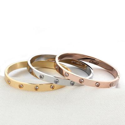 Luxury Female Bijoux Shining Crystal Bangles for Women Men Lover Bracelets & Bangles Stainless Steel Pulseiras Feminina Jewelry