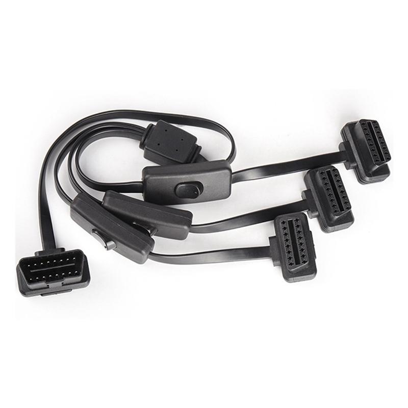 OBD2 Splitter Verlängerung 1 auf 3 mit Schalter Y-Kabel Stecker Zweiports auf Buchse GPS Auto Diagnoseanschluss