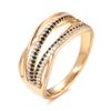 New  Rose Gold With Black Natural Zircon Ring Fashion Geometric Line Cross Rings For Women Vintage Wedding Jewelry