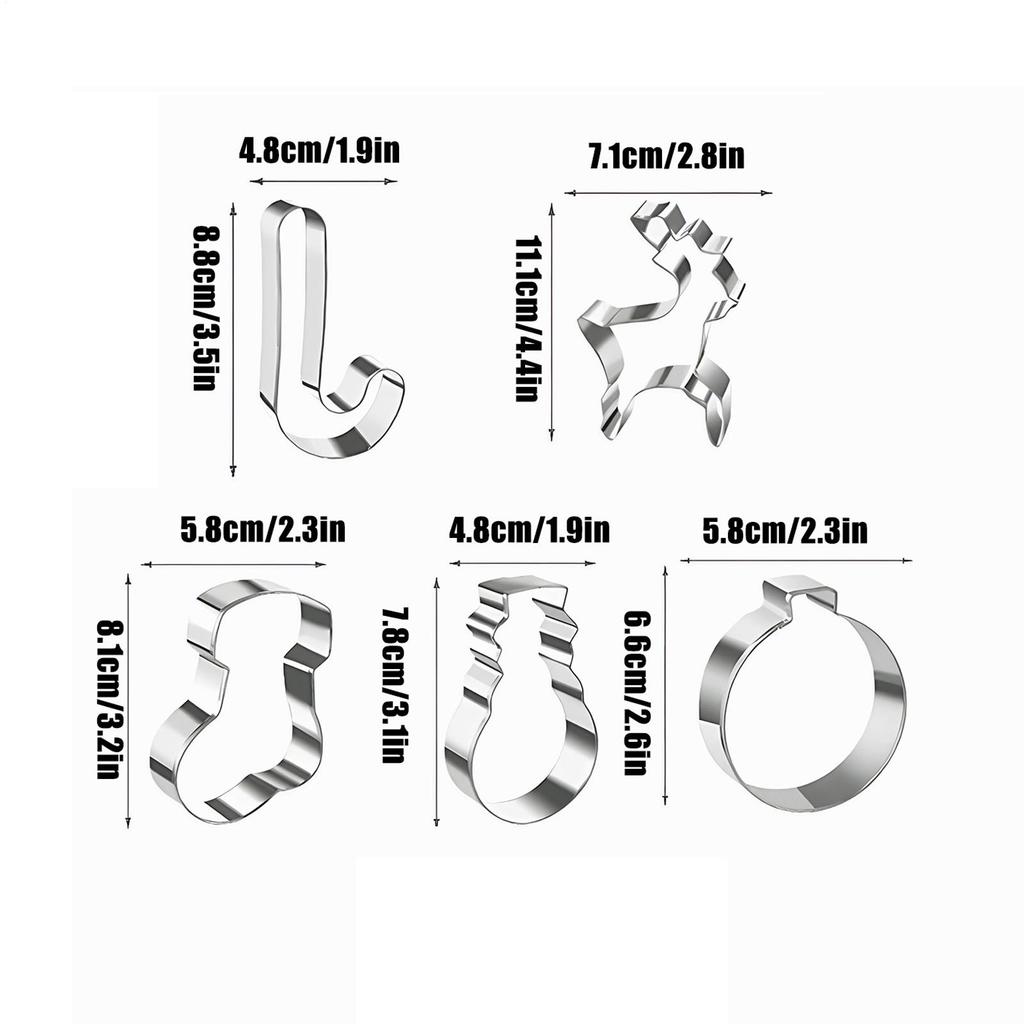 6Pcs Christmas Biscuits Mold Santa Claus Snowflake Christmas Tree Sugar Cookies Baking Tool Stainless Steel Cutting Mold Set