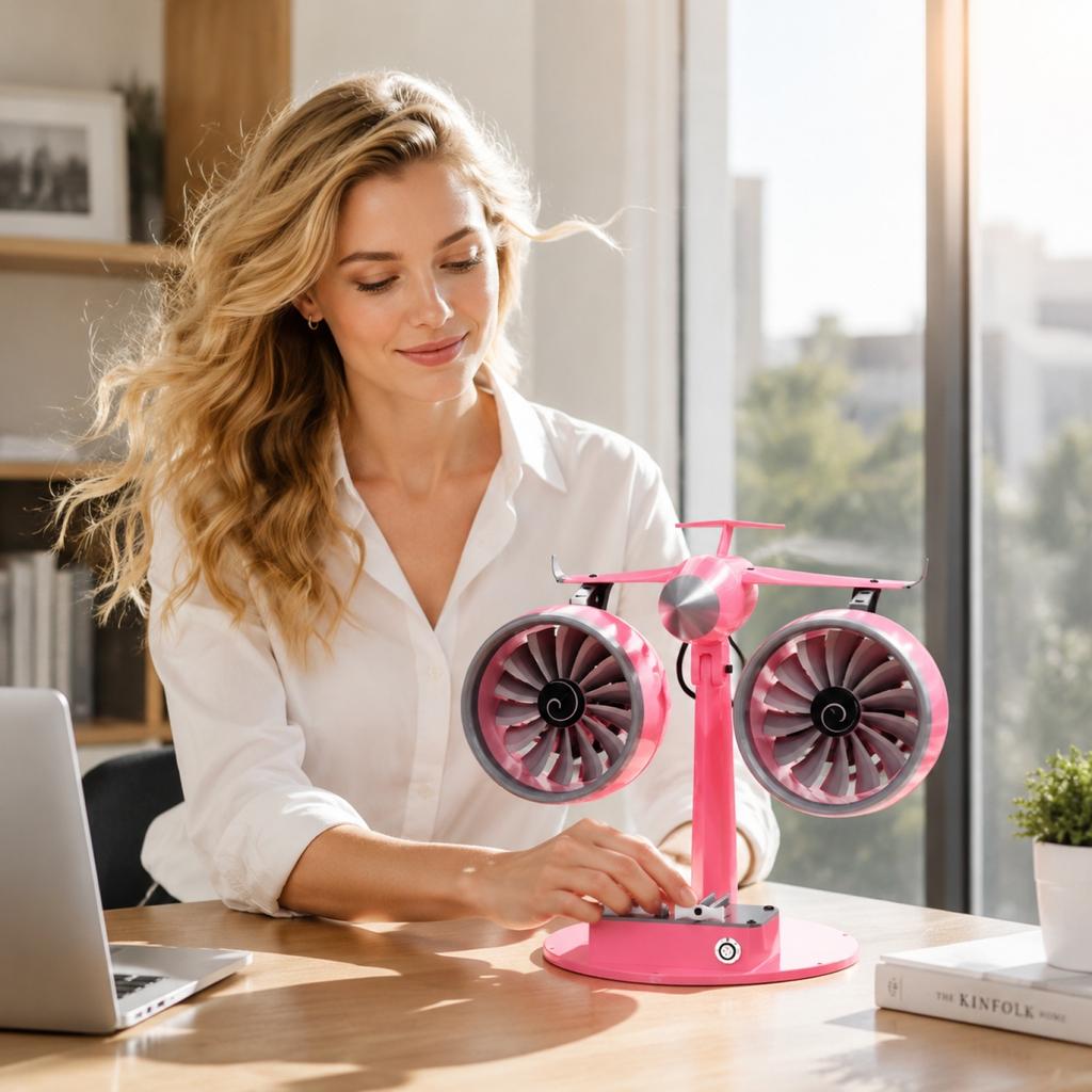 3D Printed Desktop Fan with Stepless Control and Brushless Motor, Aviation-Inspired Design, Gift