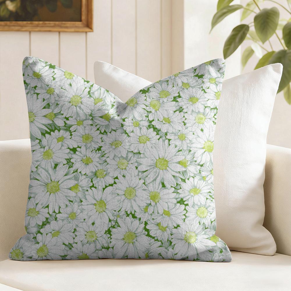 Daisy Pattern Cushion Cover Natural Linen Pillow Cover Double-Sided Print Cushion Cover For Sofa Home Decor