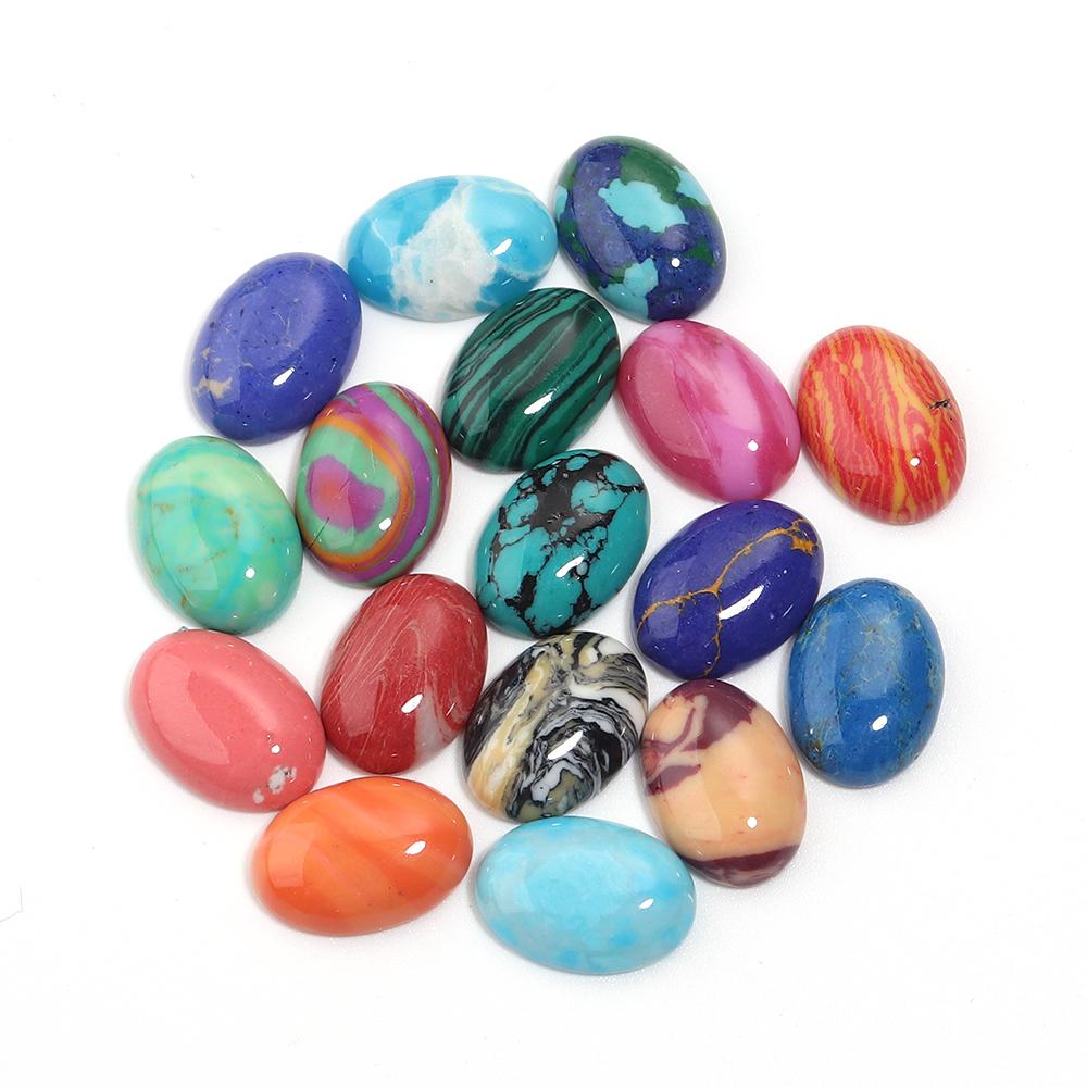 10pcs Synthetic Turquoise Cabochon Beads Oval Flat Back Cabochon Loose Beads For DIY Jewelry Making Pendants Ring Accessories