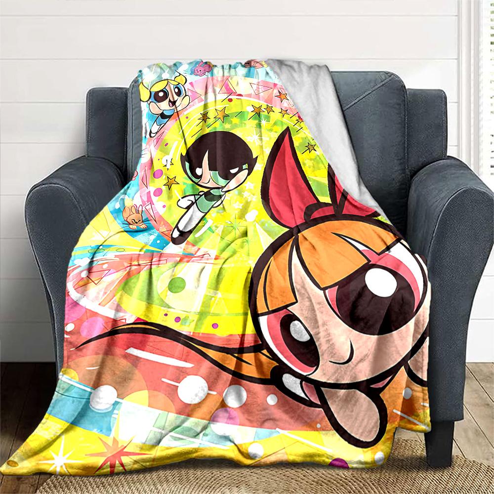 Powerpuff Girls Adventure Flannel Blanket Super Soft Warm Cozy Blanket For Sofa Bed Office Travel Allseason Home Decor Gift