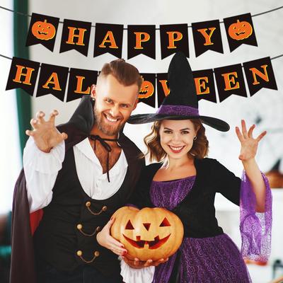 New Happy Halloween Flag Banner Festival Skeleton Pumpkin Party Decoration Supplies Scene Decoration Home Decoration