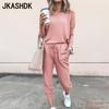 Women's Fashion Casual Spring Autumn Solid Color Print Long Sleeve O-Neck Trousers Pants Suits